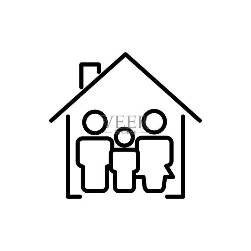 家庭线条图标:以家庭为中心的家园图标素材