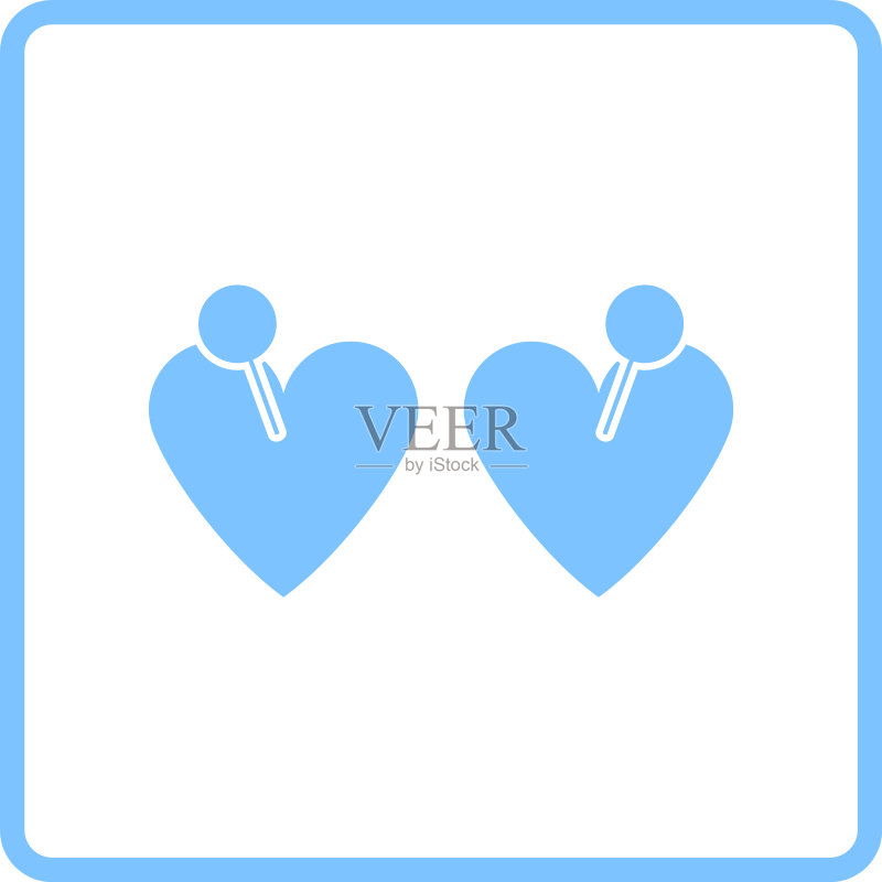 带图钉图标的两个情人节爱心图标素材