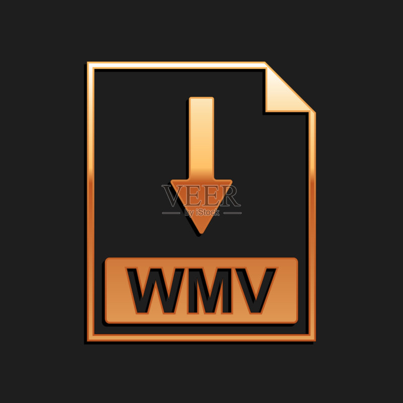 金色WMV文件文档图标下载WMV按钮图标素材