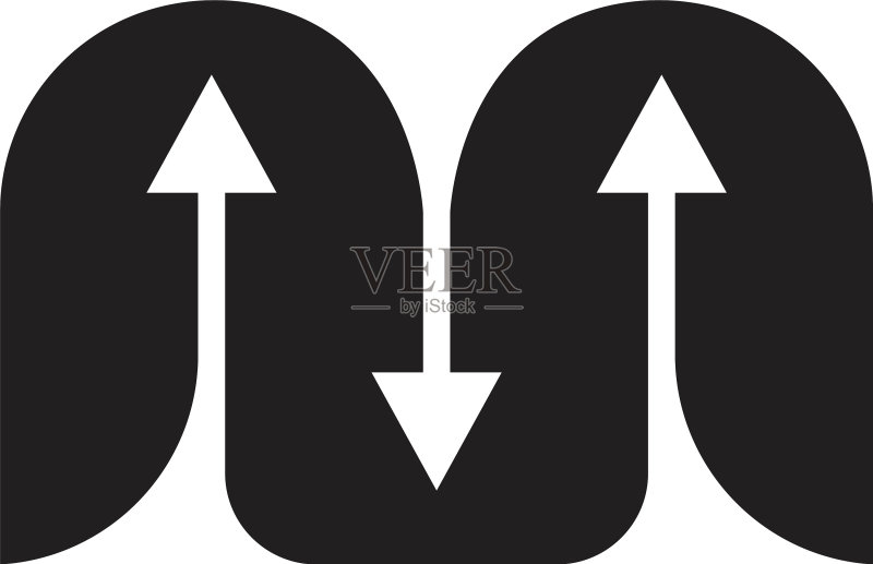 字母M流动箭头流程符号Logo图标素材