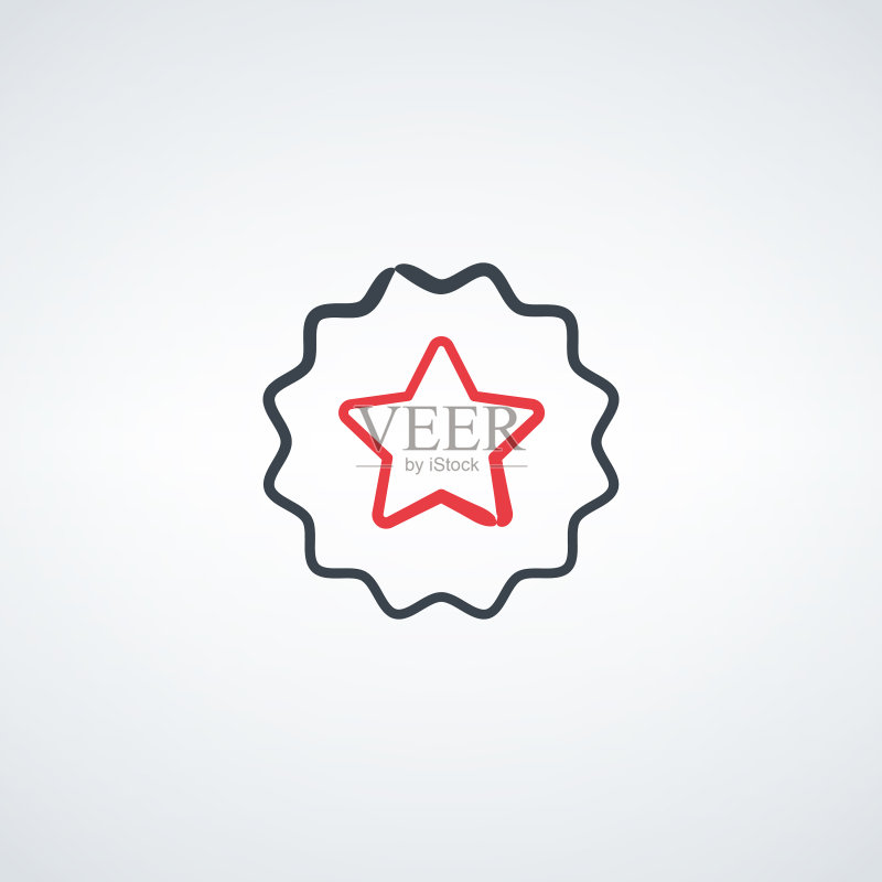 手绘简约星星奖章图标素材