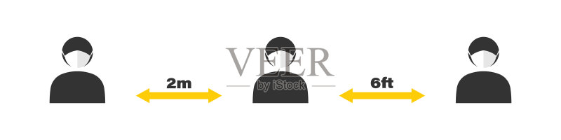 保持社交距离提示标志图标素材