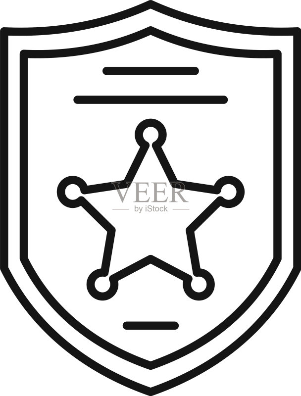 调查员警盾图标(轮廓风格)图标素材