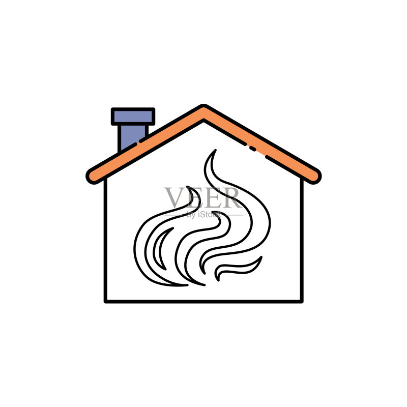 用于网络的房屋供暖彩色线条图标图标素材