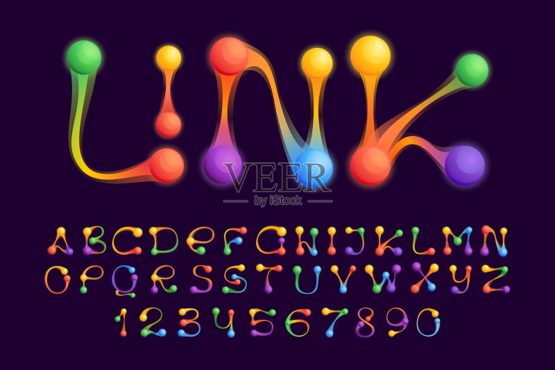 带彩色球体的字母和数字合集图标素材