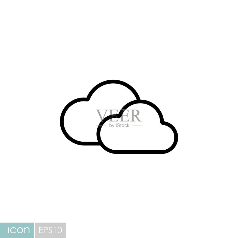 两朵云矢量图标,天气标志图标素材