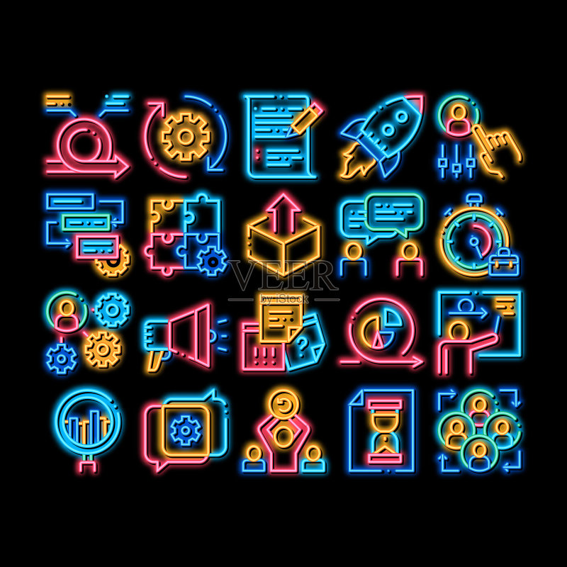 Scrum敏捷霓虹灯发光图标图标素材