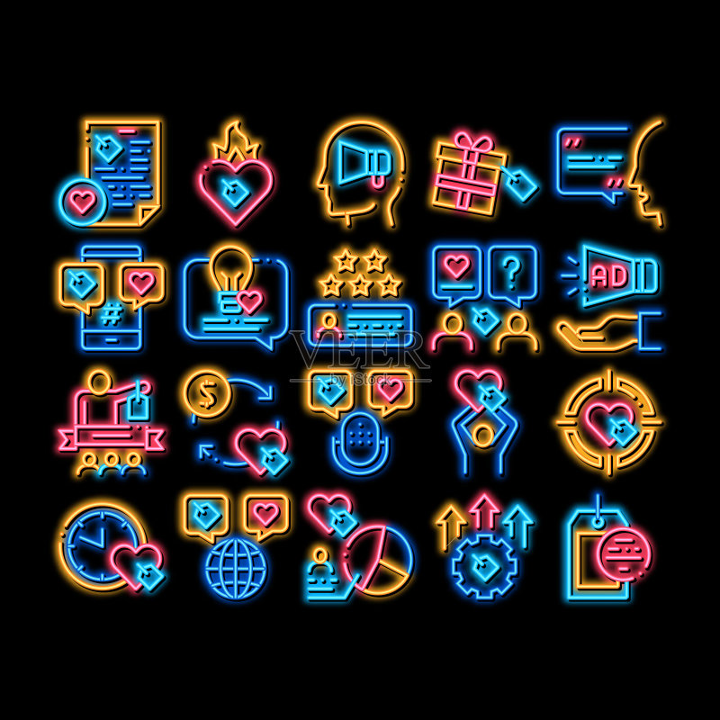 大使创意霓虹灯发光图标插画图标素材