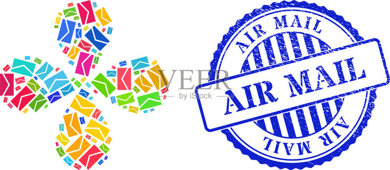 航空邮件划痕邮票图标素材