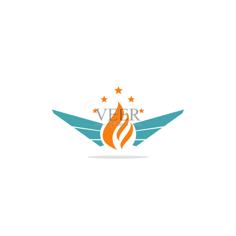 火焰翅膀星形公司Logo图标素材