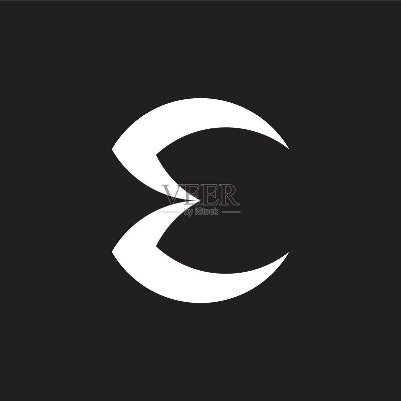 抽象字母E符号几何简约标志图标素材