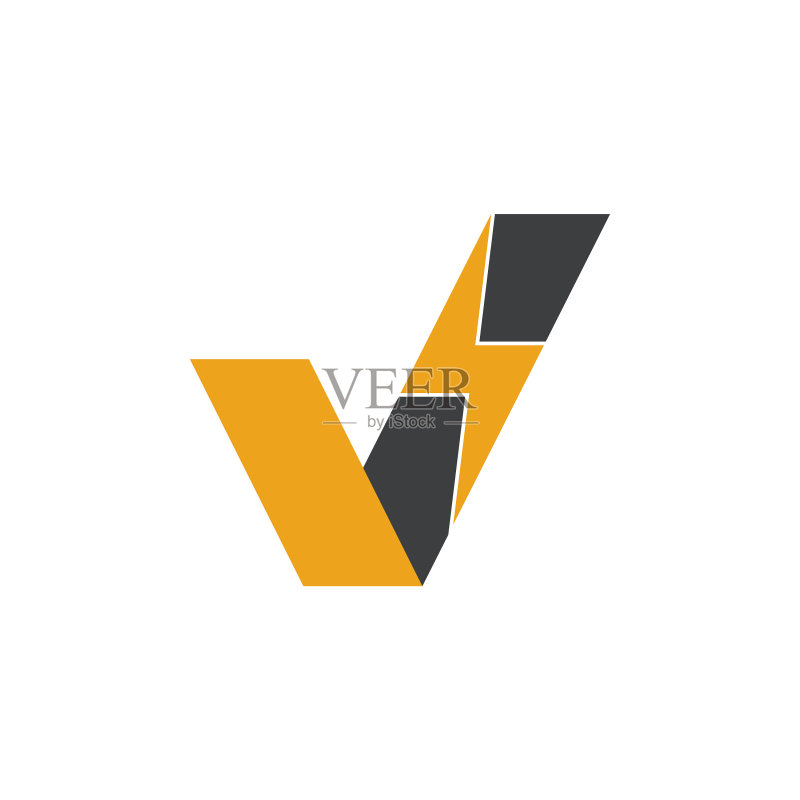 字母V能量雷电设计标志图标素材