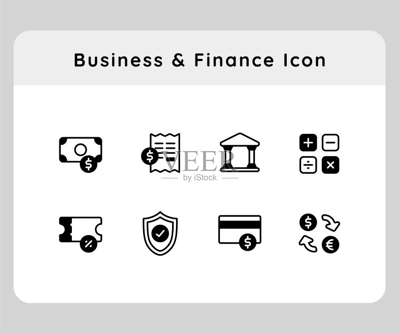 商业与金融货币法案法院银行图标素材