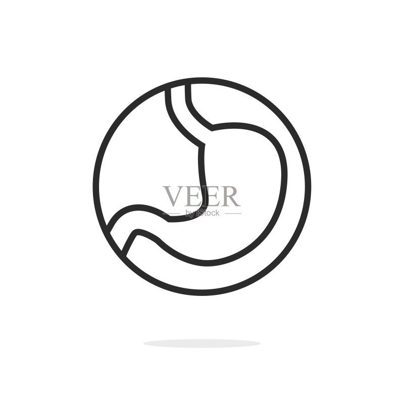 胃部图标矢量标志,线条艺术轮廓风格,logo设计理念,白色背景图标素材