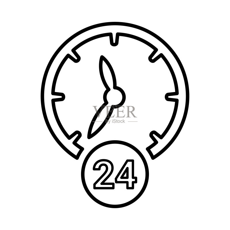 24小时活动时钟线性图标图标素材