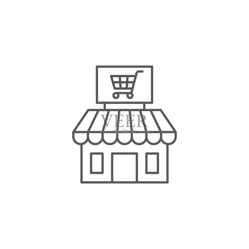 市场商店彩色线性轮廓标志图标素材