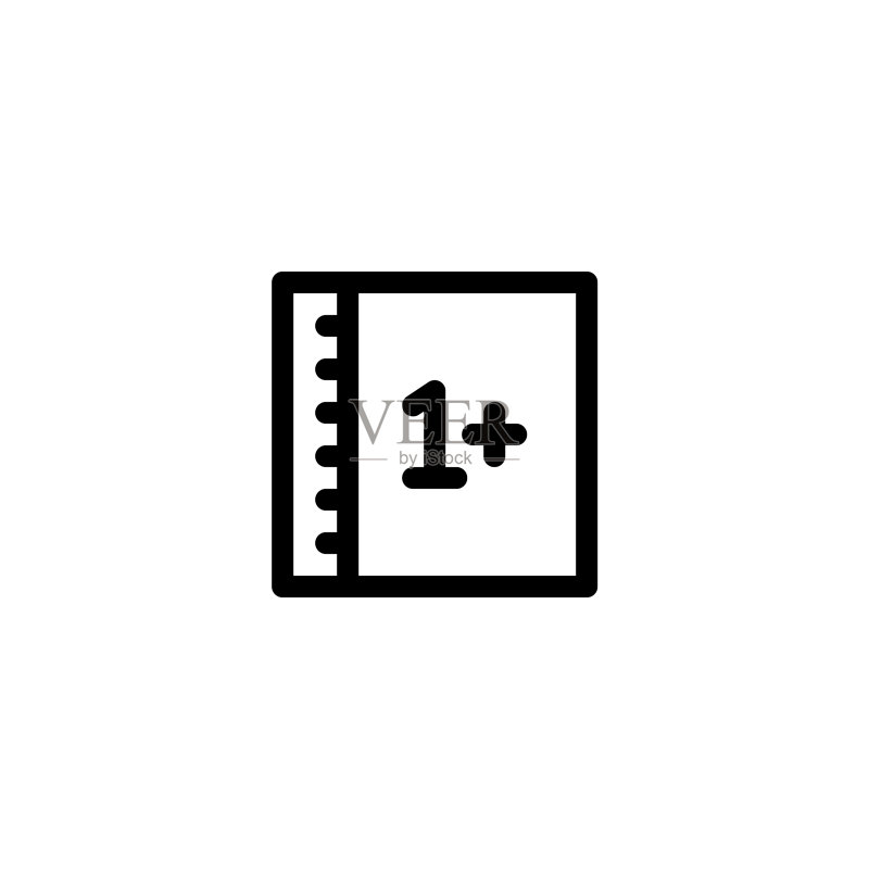 带轮廓样式的数学书图标图标素材