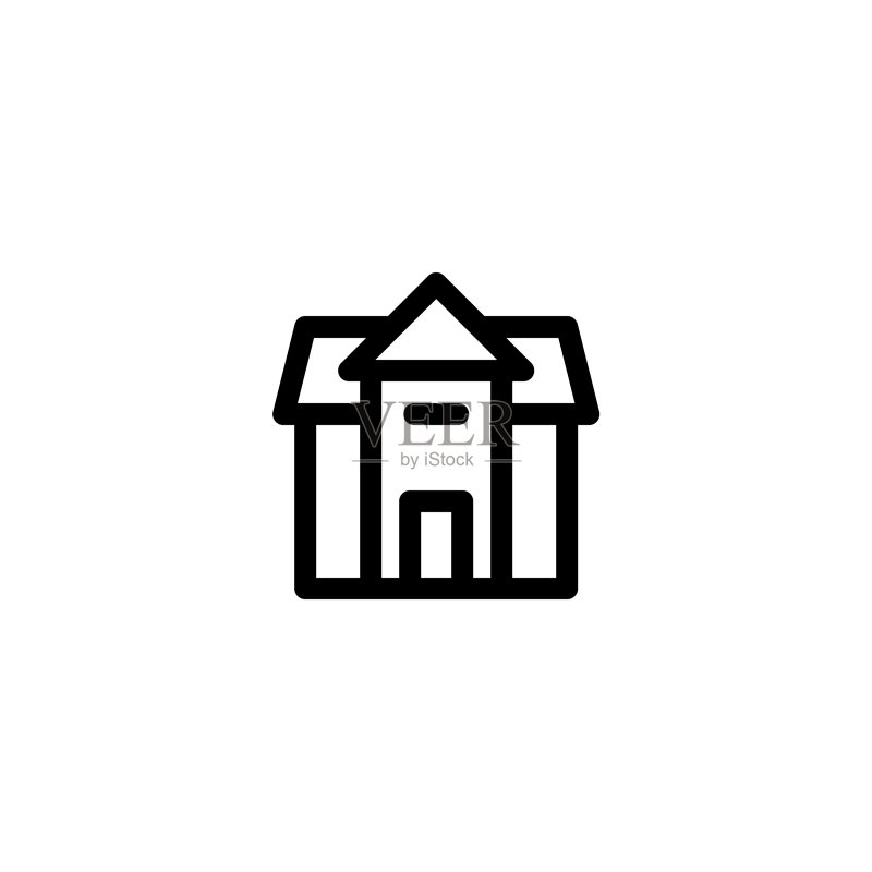 带轮廓线的教学楼图标图标素材