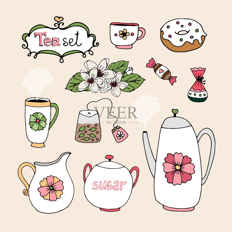 茶具服务图标集图标素材