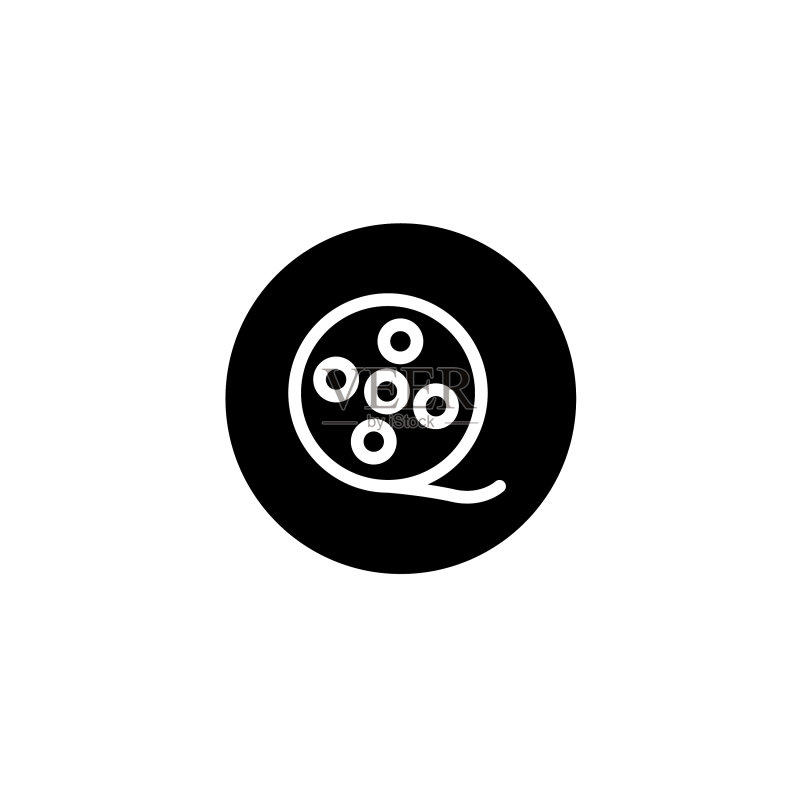 黑色圆形电影播放器图标像素图标素材