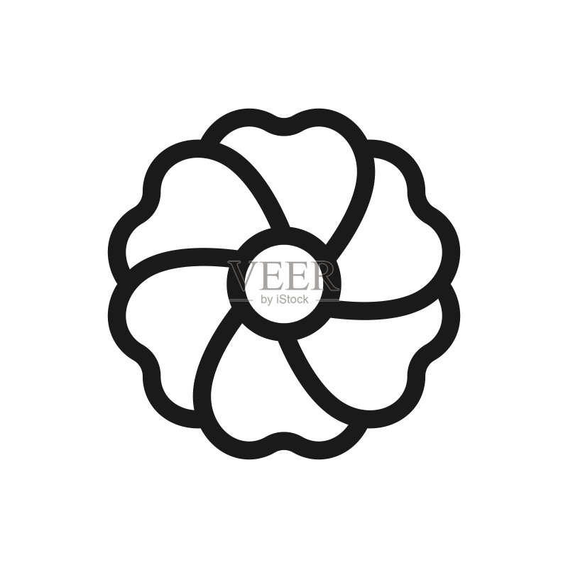 花卉线条图标,潮流花朵轮廓符号图标素材