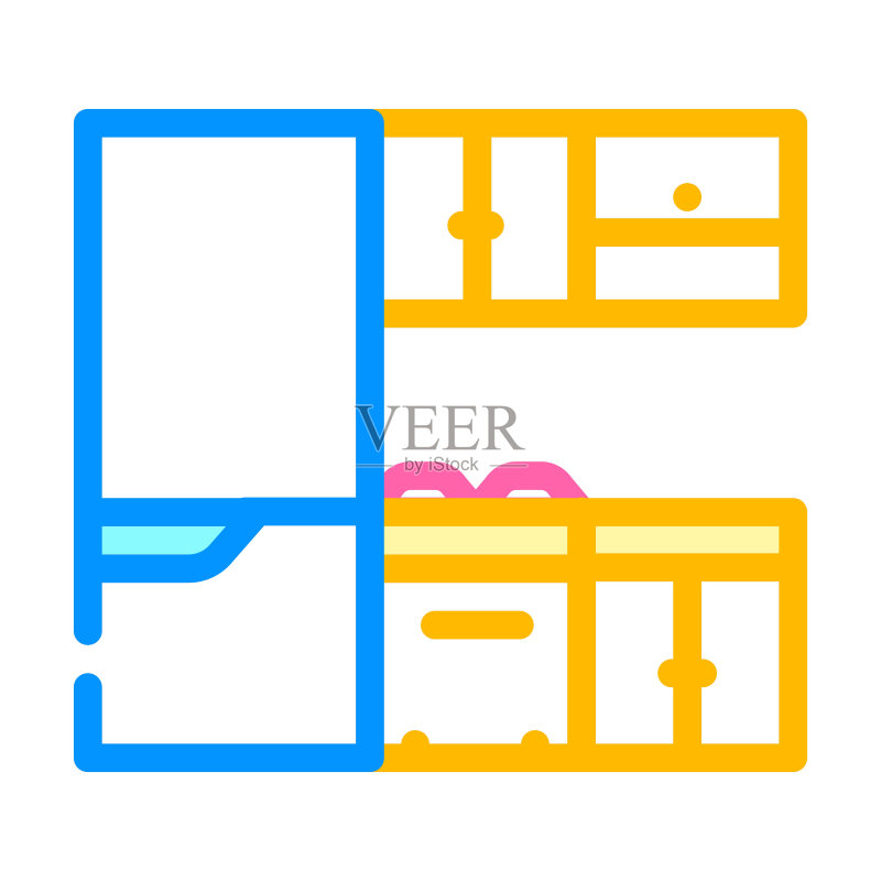 彩色厨房家具矢量图标图标素材