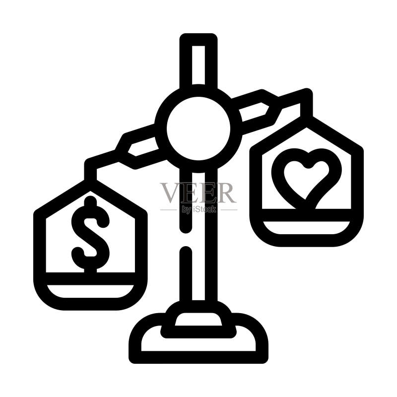 良心与金钱之间的选择线性图标矢量图图标素材