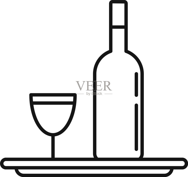 侍酒师酒瓶托盘图标轮廓样式图标素材
