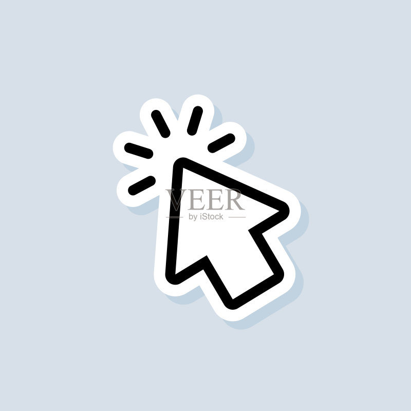 指针图标贴纸,光标符号,点击图标,电脑鼠标指针,箭头和等待,矢量图,EPS 10图标素材