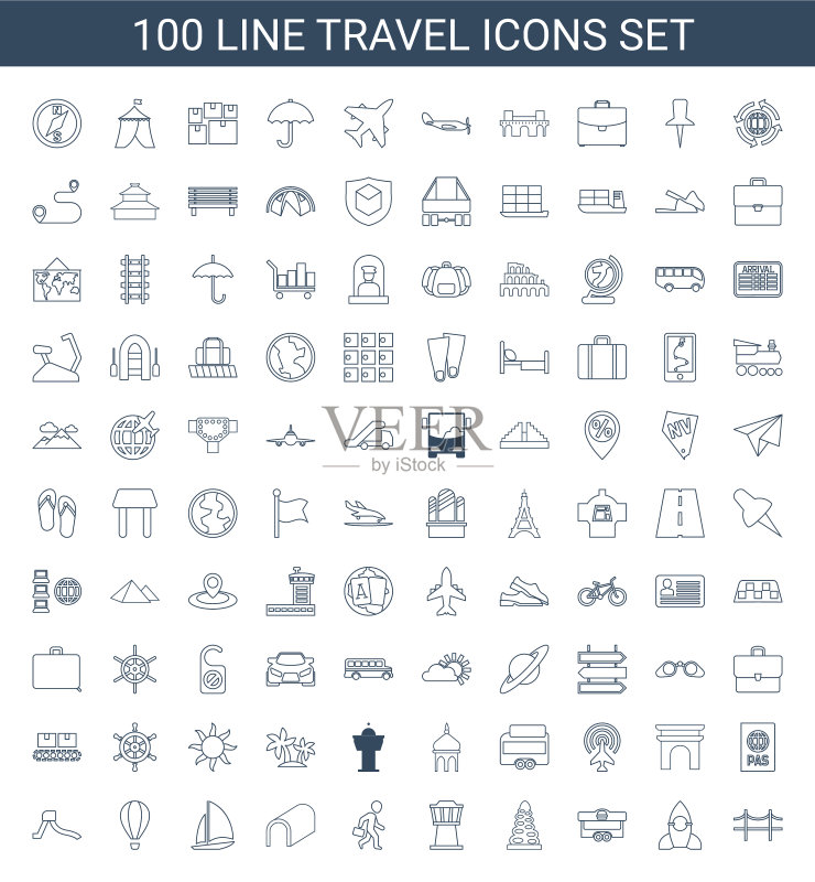 100个旅行图标图标素材