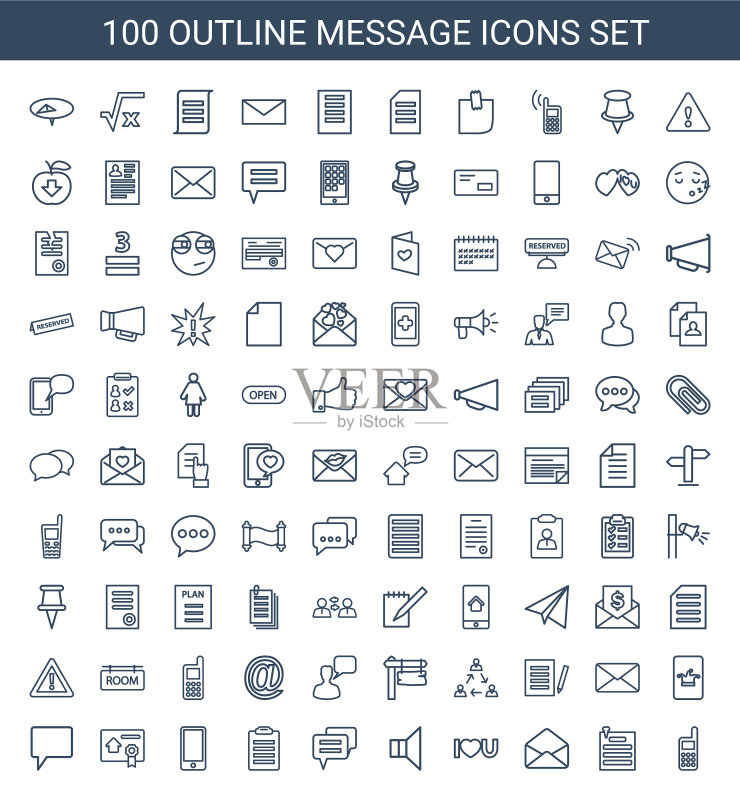 100个消息图标图标素材