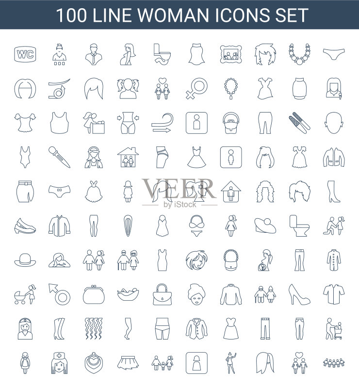 100个女性图标图标素材