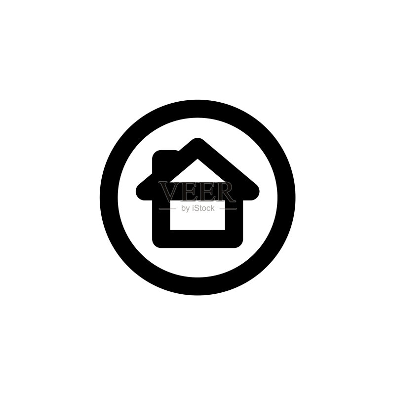 带有房屋可编辑笔画的圆形线条图标图标素材