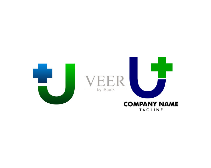 医疗十字首字母U logo图标素材