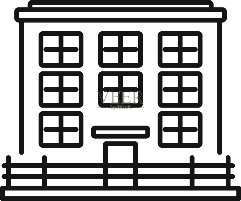 监狱建筑图标线框风格图标素材