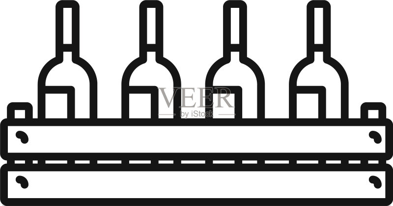 酒瓶木盒轮廓样式图标图标素材