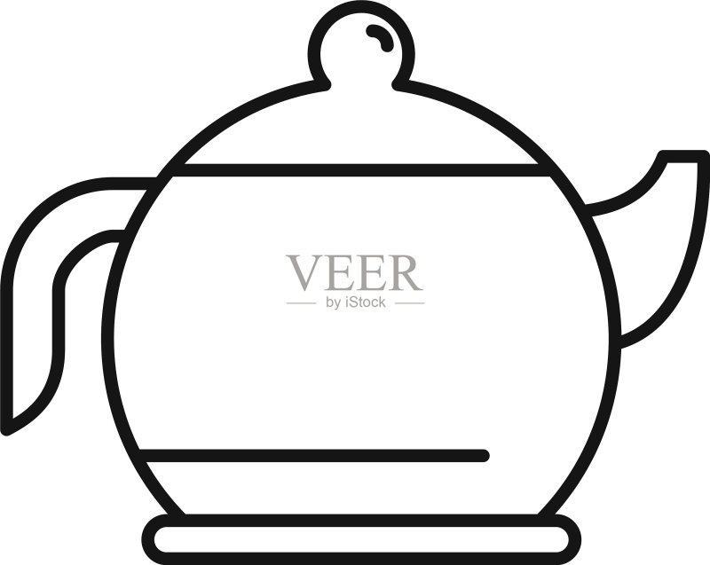 茶壶图标轮廓样式图标素材