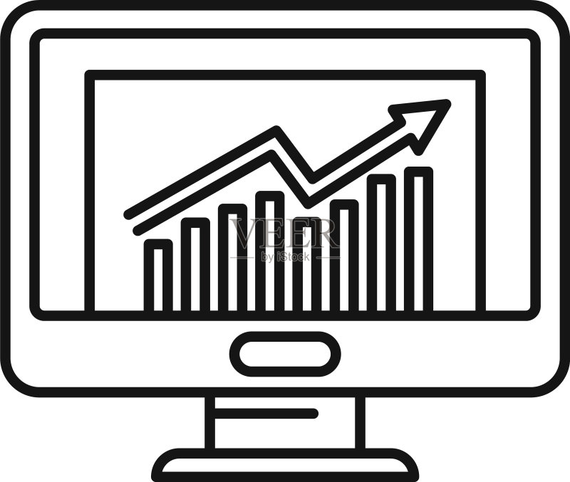 办公室经理显示器图表图标轮廓风格图标素材
