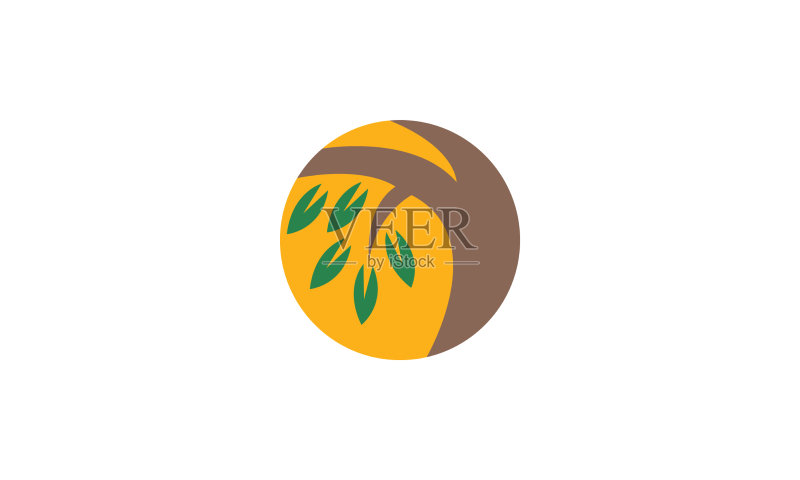 日落圆圈现代logo设计树枝图标素材