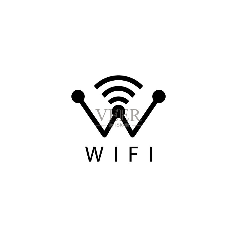 字母W标志设计模板WiFi图标素材