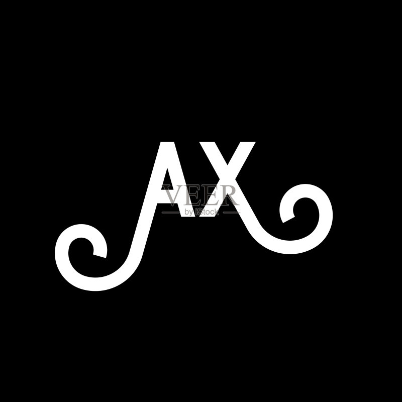 黑色背景上的AX字母标志设计图标素材