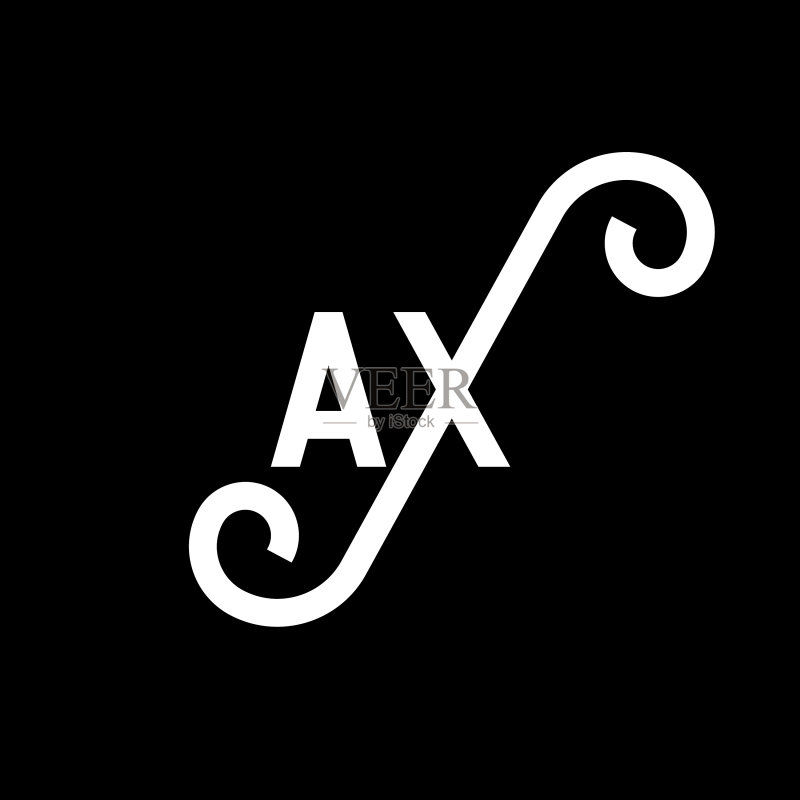 黑色背景上的AX字母标志设计图标素材