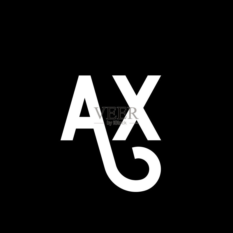 黑色背景上的AX字母标志设计图标素材