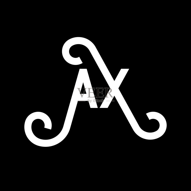 黑色背景上的AX字母标志设计图标素材