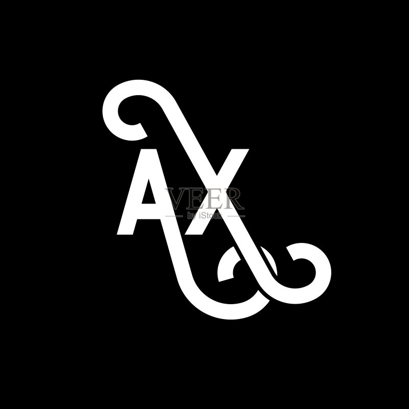 黑色背景上的AX字母标志设计图标素材