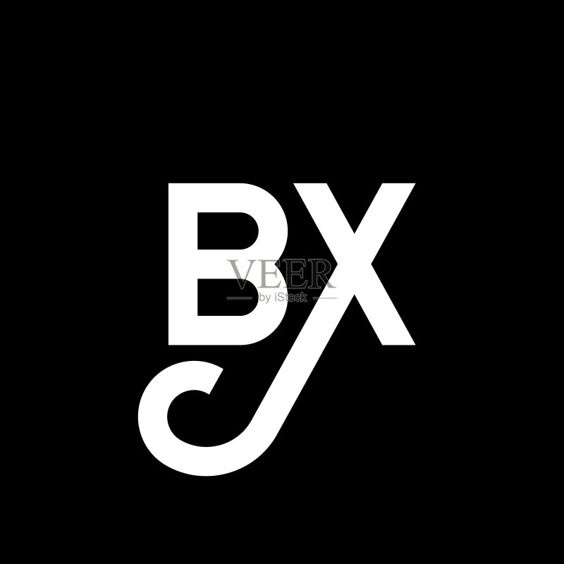 黑色背景上的BX字母logo设计图标素材