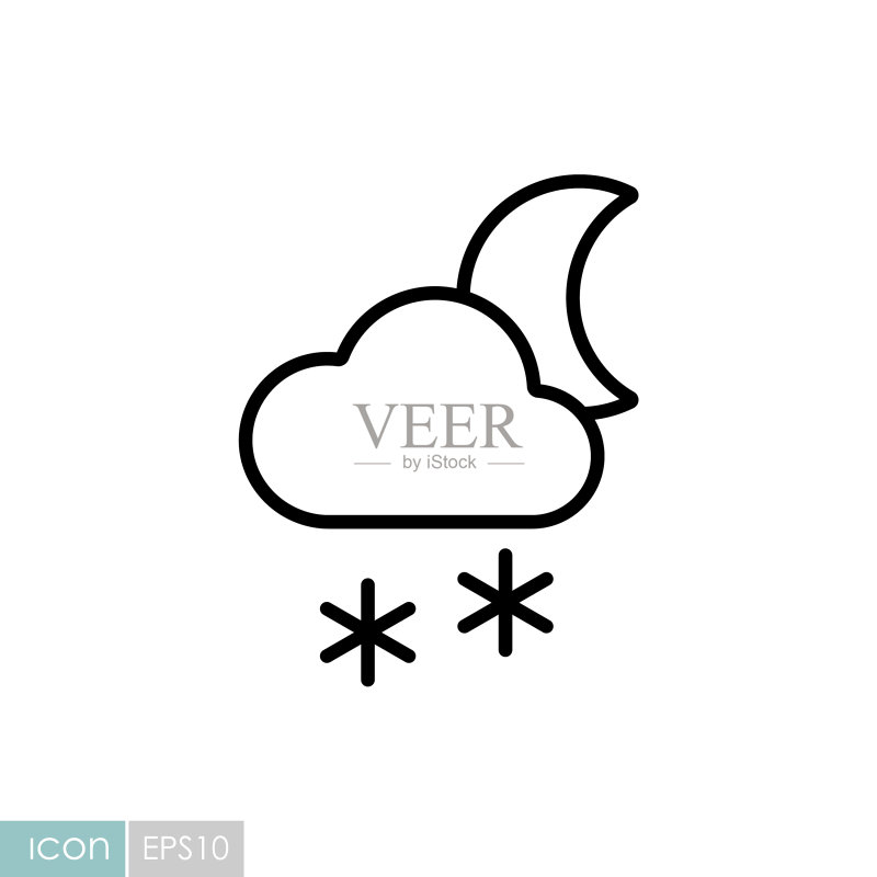 带雪月亮天气符号的云朵图标素材