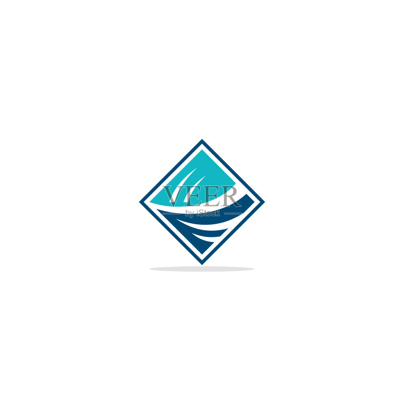 抽象波浪方形LOGO图标素材