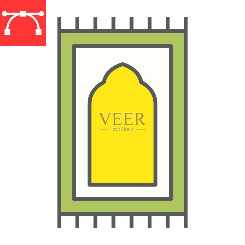 祈祷地毯彩色线条图标,斋月节快乐图标素材