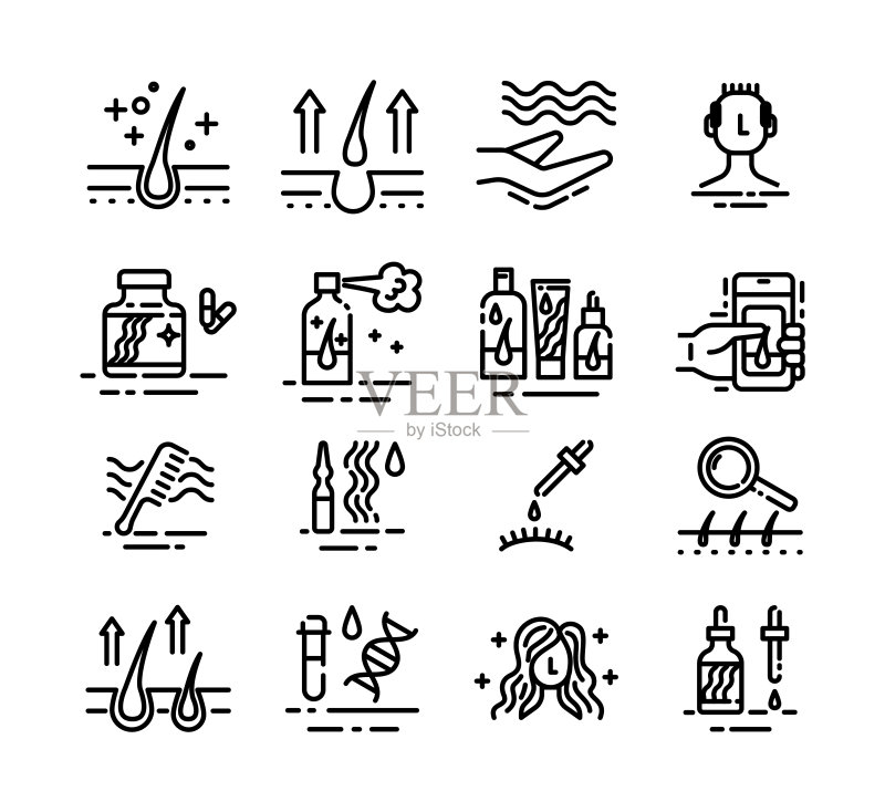 脱发细线图标集(矢量图)图标素材